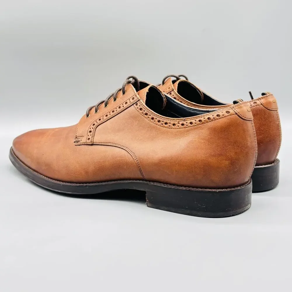 Cole Haan Shoes Mens 12 Brown Leather Grand OS Plain Toe Oxford Lace Up Dress